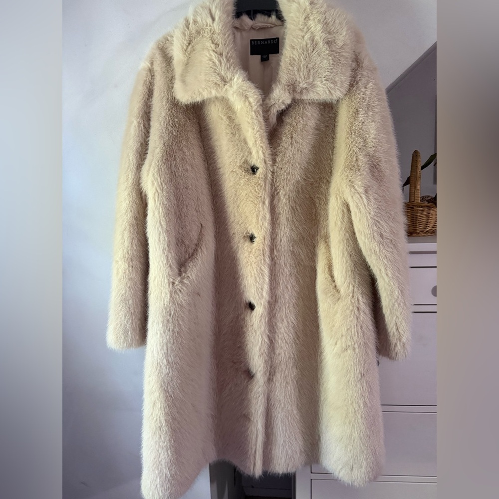 Bernardo faux fox fur long coat New